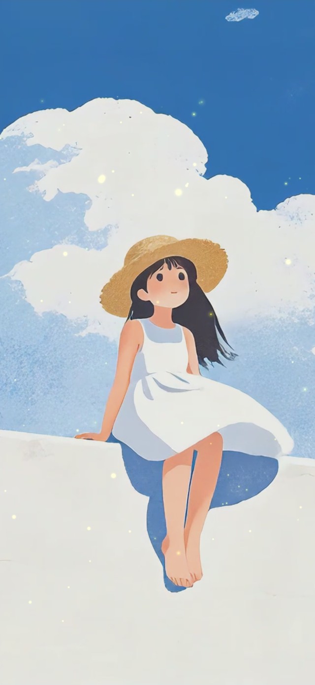 清新蓝天小女孩