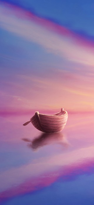 唯美夕阳海上小舟