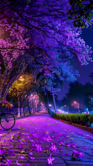 蓝花楹夜景