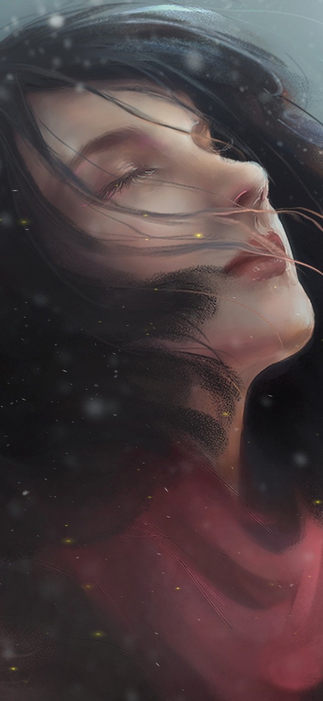 唯美暴风雪中的少女