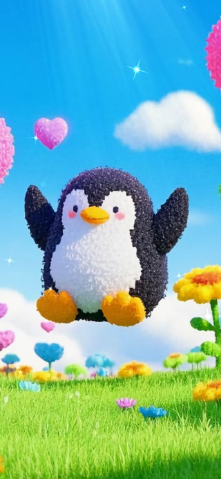 花漾壁纸|花田企鹅仔