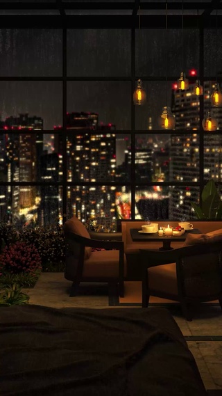 4K舒适的雨夜公寓