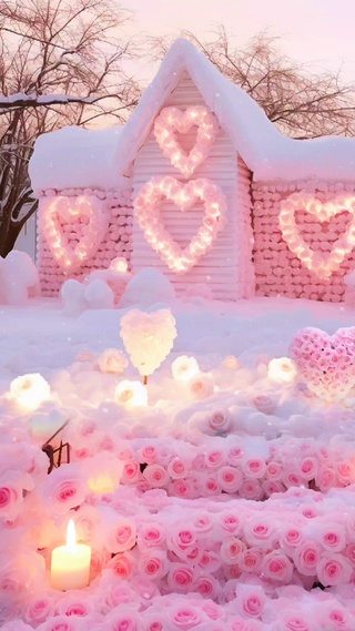 粉色爱心玫瑰城堡