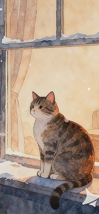 冬季窗台小猫