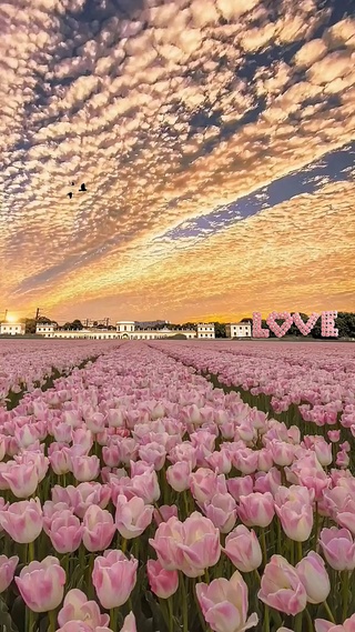 这么美的花海和天空，当然要分享给嘎嘎漂亮贼贼可爱的女孩子一起看看喽