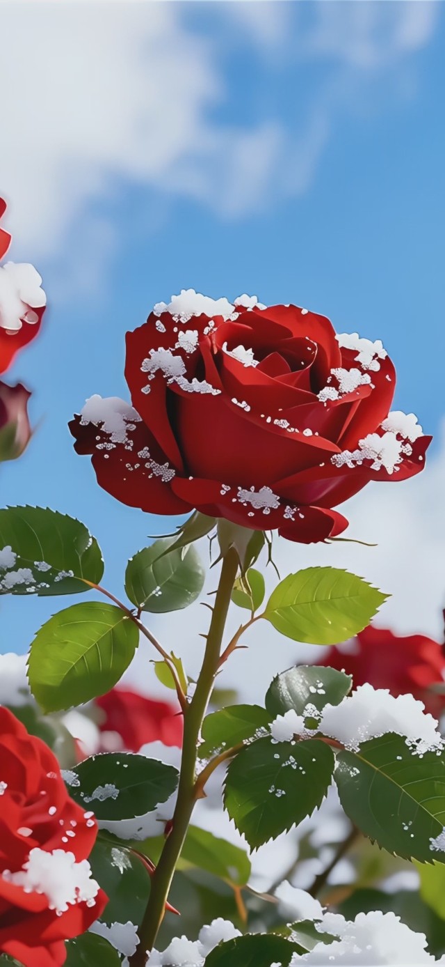 白雪玫瑰天空