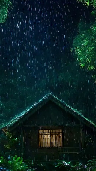 护眼雨天竹林景色