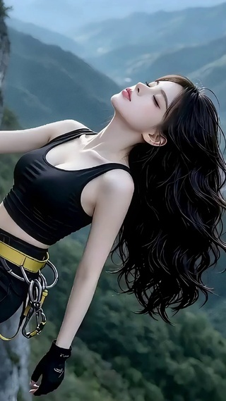 攀岩登山少女