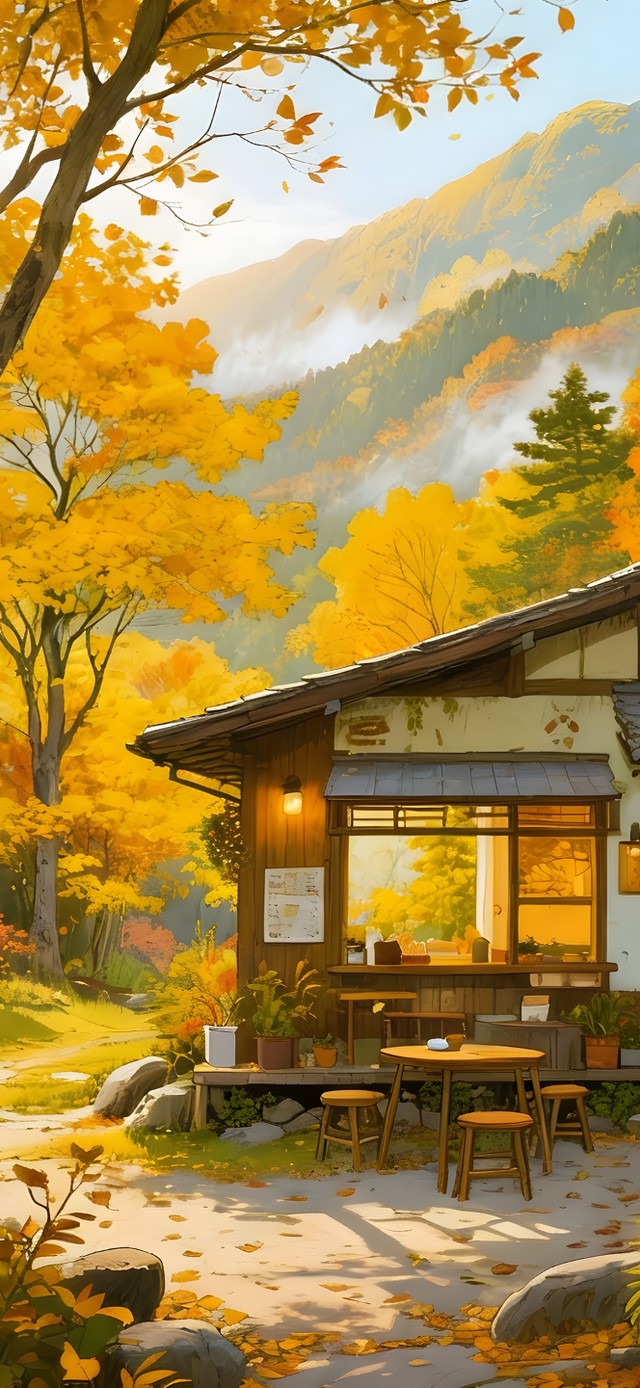 唯美秋天落叶小溪