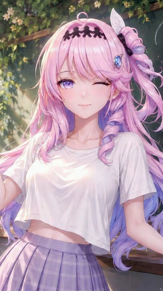 教室粉发俏皮眨眼美少女达尼娅