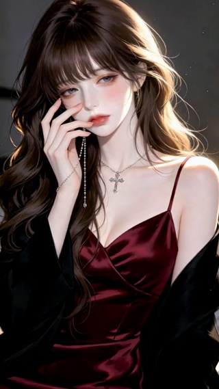 卧室暖光氛围感美女