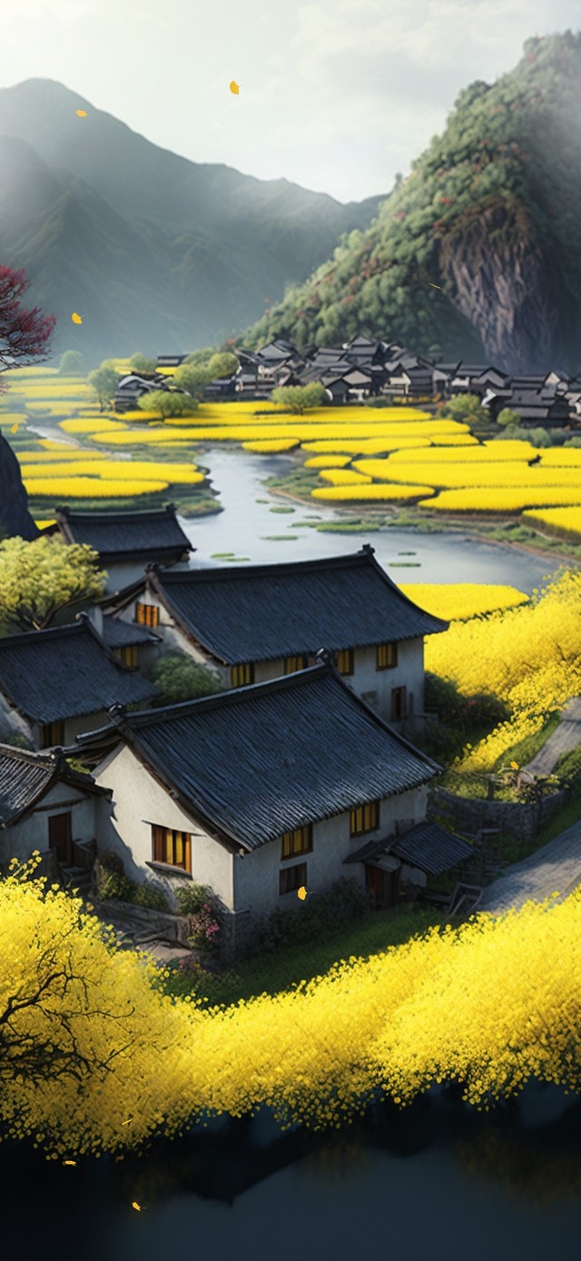 枫叶落下的村落