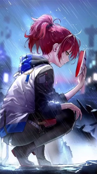 雨中悲伤面具少女唯美伤感