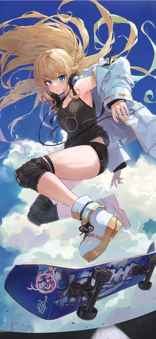 滑板少女