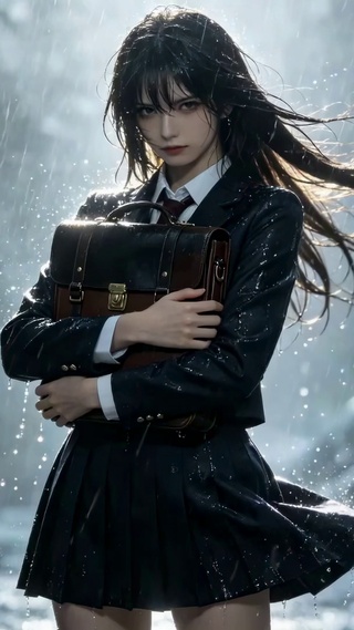 雨天氛围感JK美少女