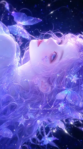 紫发侧颜美少女