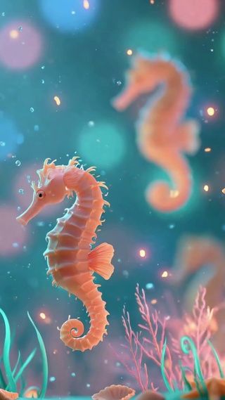 治愈梦幻海底可爱海马