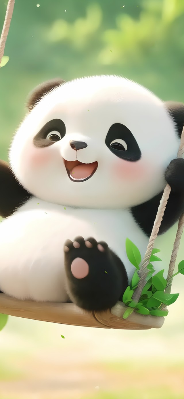 荡秋千的熊猫