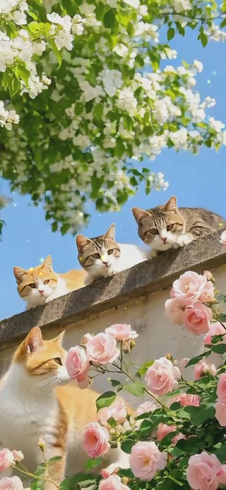 护眼墙头小猫