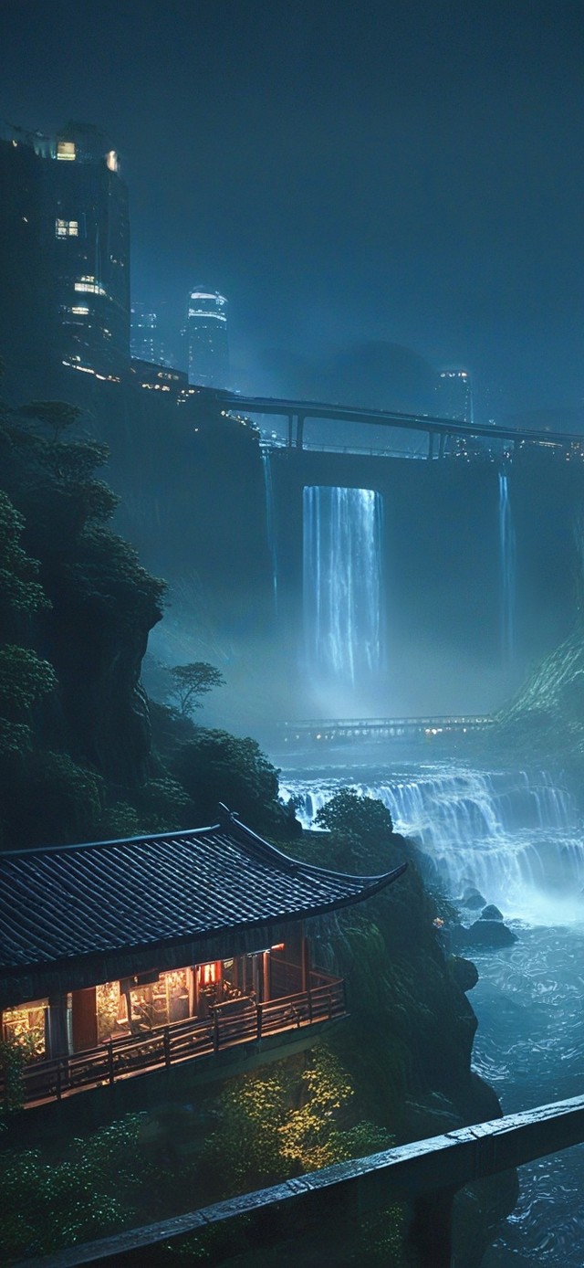 夜晚电车窗外的景色