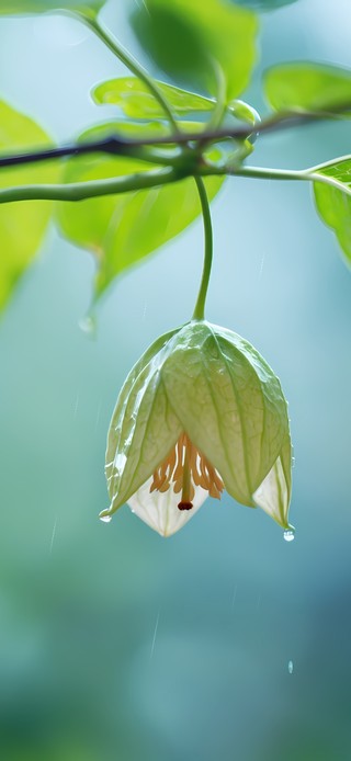 雨中 喇叭花