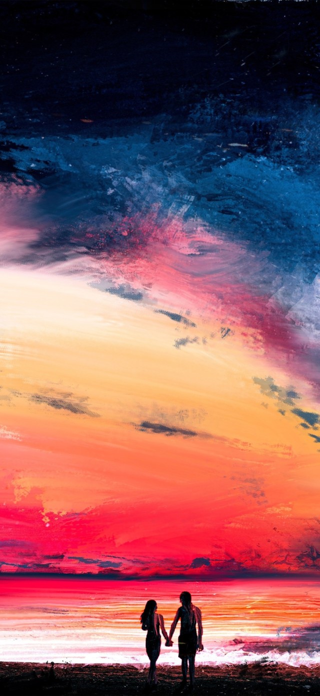 唯美海面七彩云彩