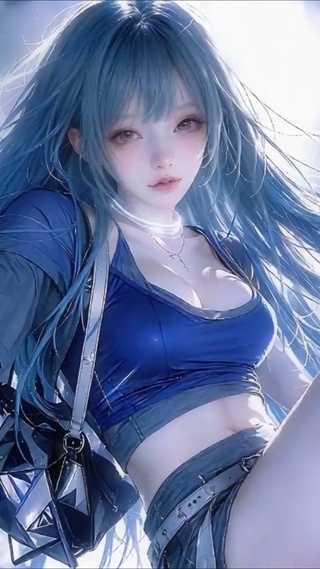 梦幻蓝发都市少女
