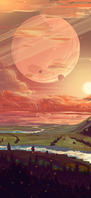 外星球的夕阳美景