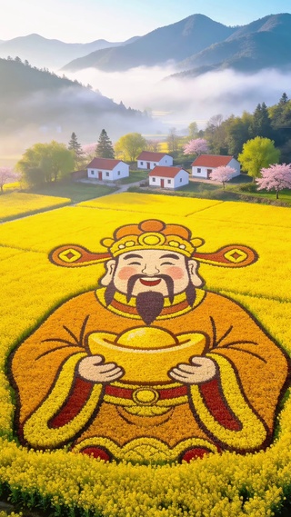 财神爷油菜花海