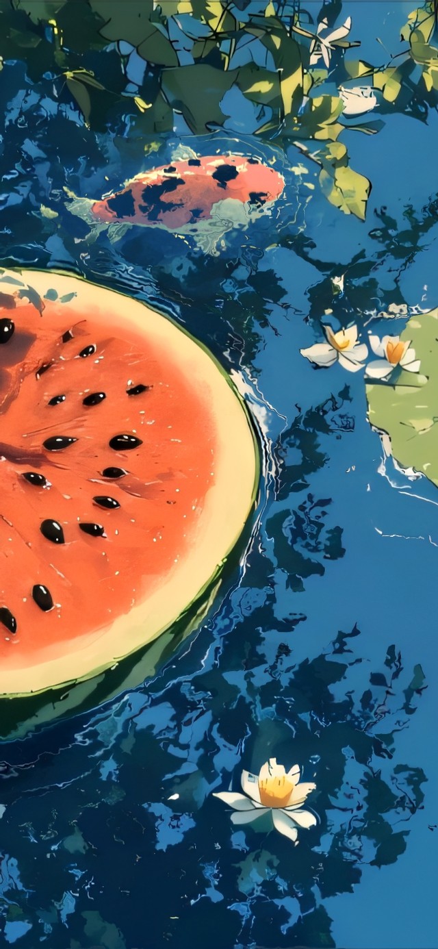 夏日炎炎 吃瓜赏鱼