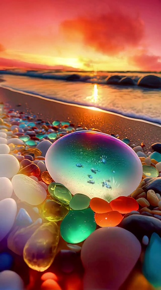 夕阳下的浪漫沙滩