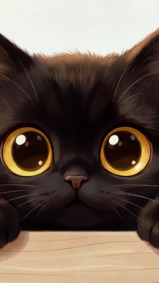 趴桌卖萌的小黑猫
