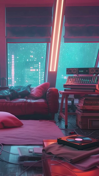 粉色科幻房间