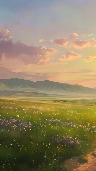 夕阳花草树木