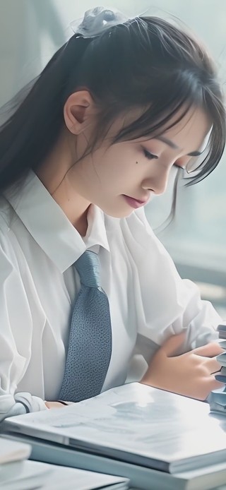 4K读书学习的女孩