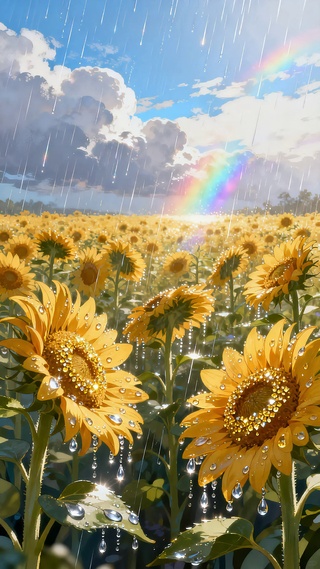 雨中向日葵