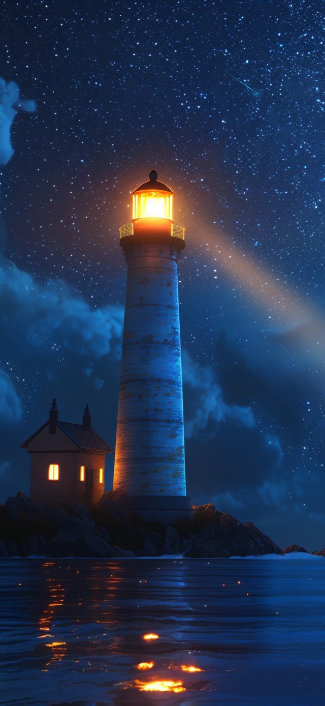 夜色海岸灯塔