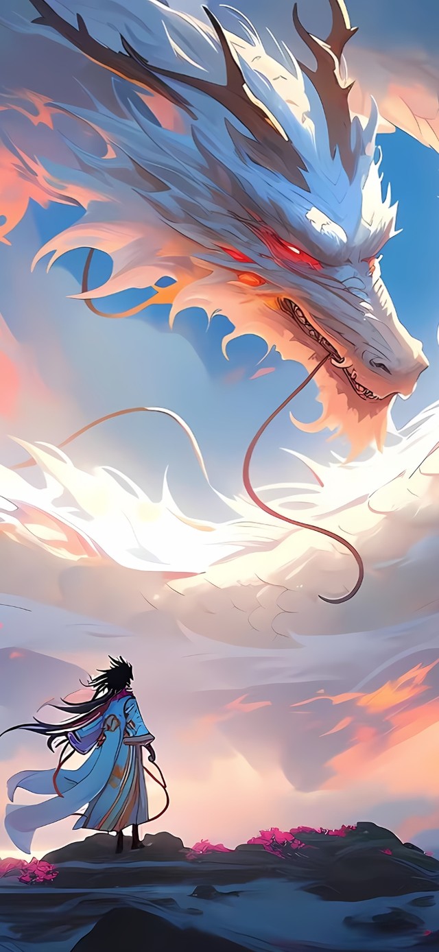 晚霞白龙少年