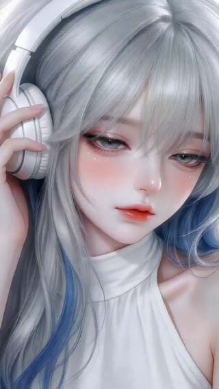 纯欲戴耳机女孩