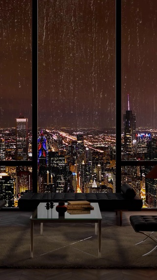 唯美都市雨天夜景