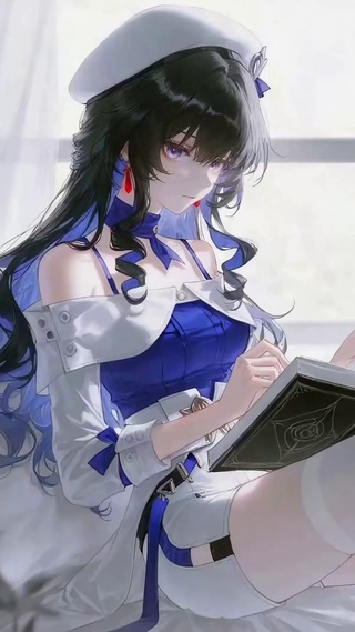 窗边静读的美少女