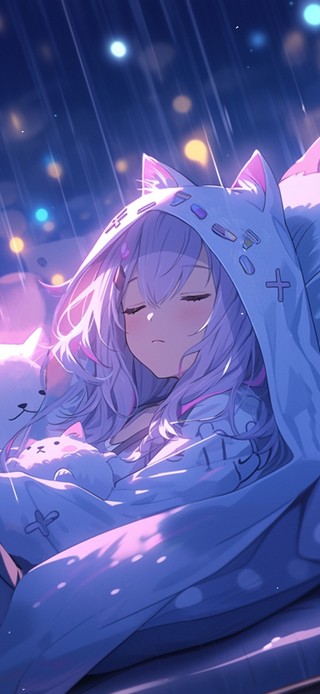 夜晚熟睡女孩