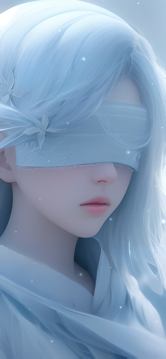 超美治愈蓝蒙眼女孩