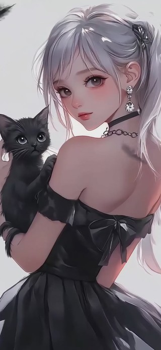 抱猫咪的女孩