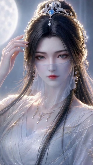 月下古风轻纱美人
