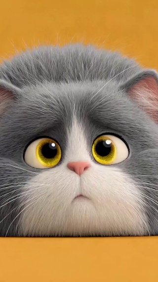 圆滚滚软萌灰色小猫咪