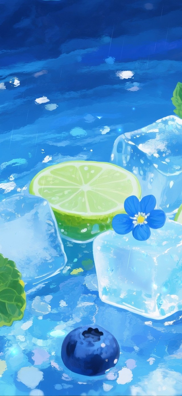解暑治愈！雨中蓝莓青柠薄荷冰块