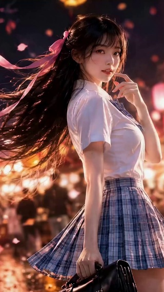 夜市孔明灯JK美少女