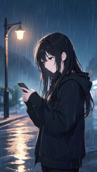 雨天美女壁纸