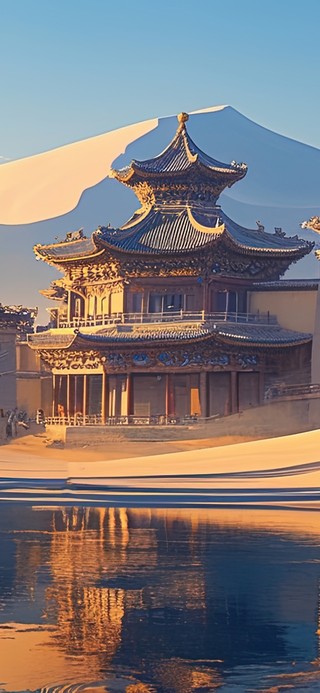 月牙泉下的古建筑